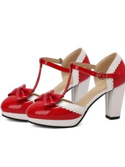 Hot Retro Stage Bowknot Chunky Heels Mary Jane Shoes