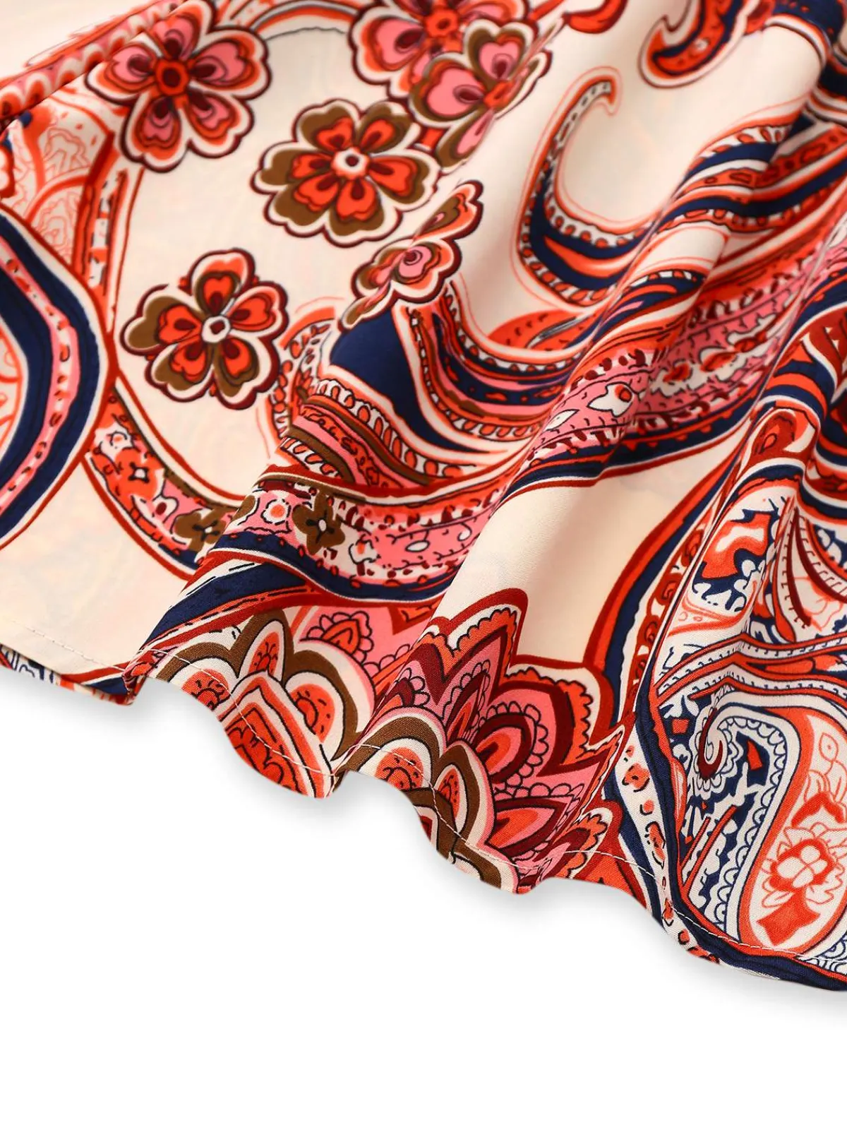 Hot Retro Stage Brick Red 1970s One-Shoulder Bohemian Floral Romper Fire Brick Red