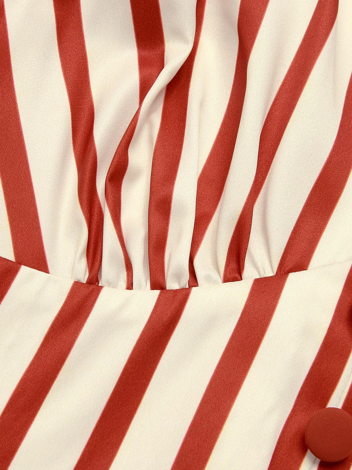 Fashion Retro Stage 1940s Striped Lapel Romper Brick Red