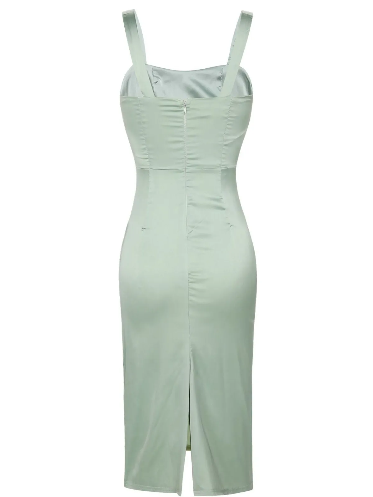 Outlet Retro Stage 1960s Solid Wrinkle Dress Bright Green