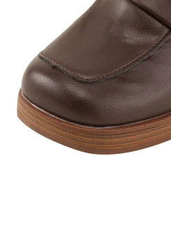 Online Retro Stage Retro Square Toe Chunky Heels Brown