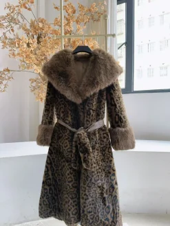 Fashion Retro Stage Brown 1950s Faux Fur Leopard Coat