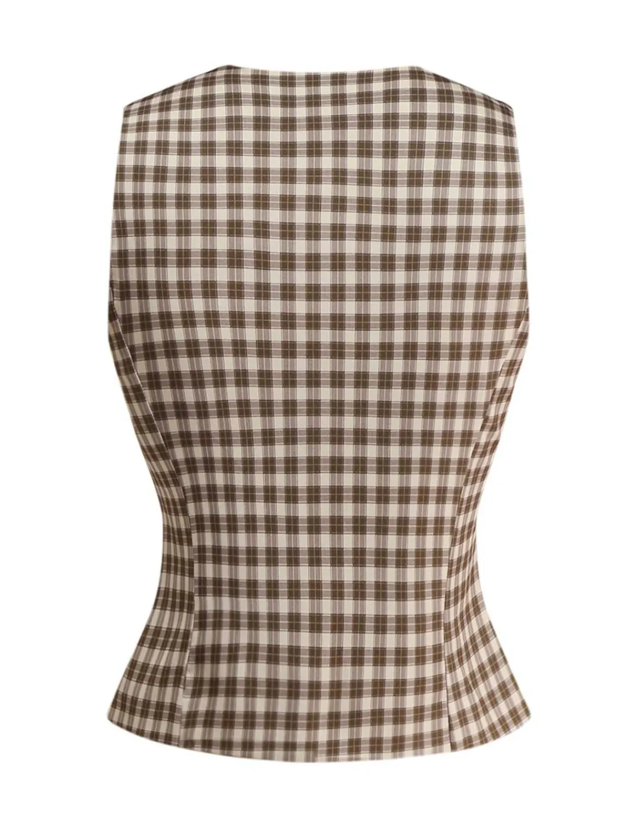 New Retro Stage 1930s Gingham Plaids Vest Brown