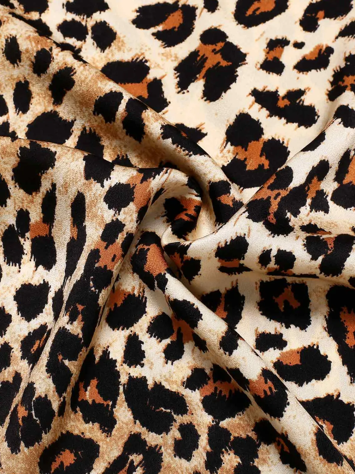 New Retro Stage 1960s Halter V-Neck Leopard Dress Brown