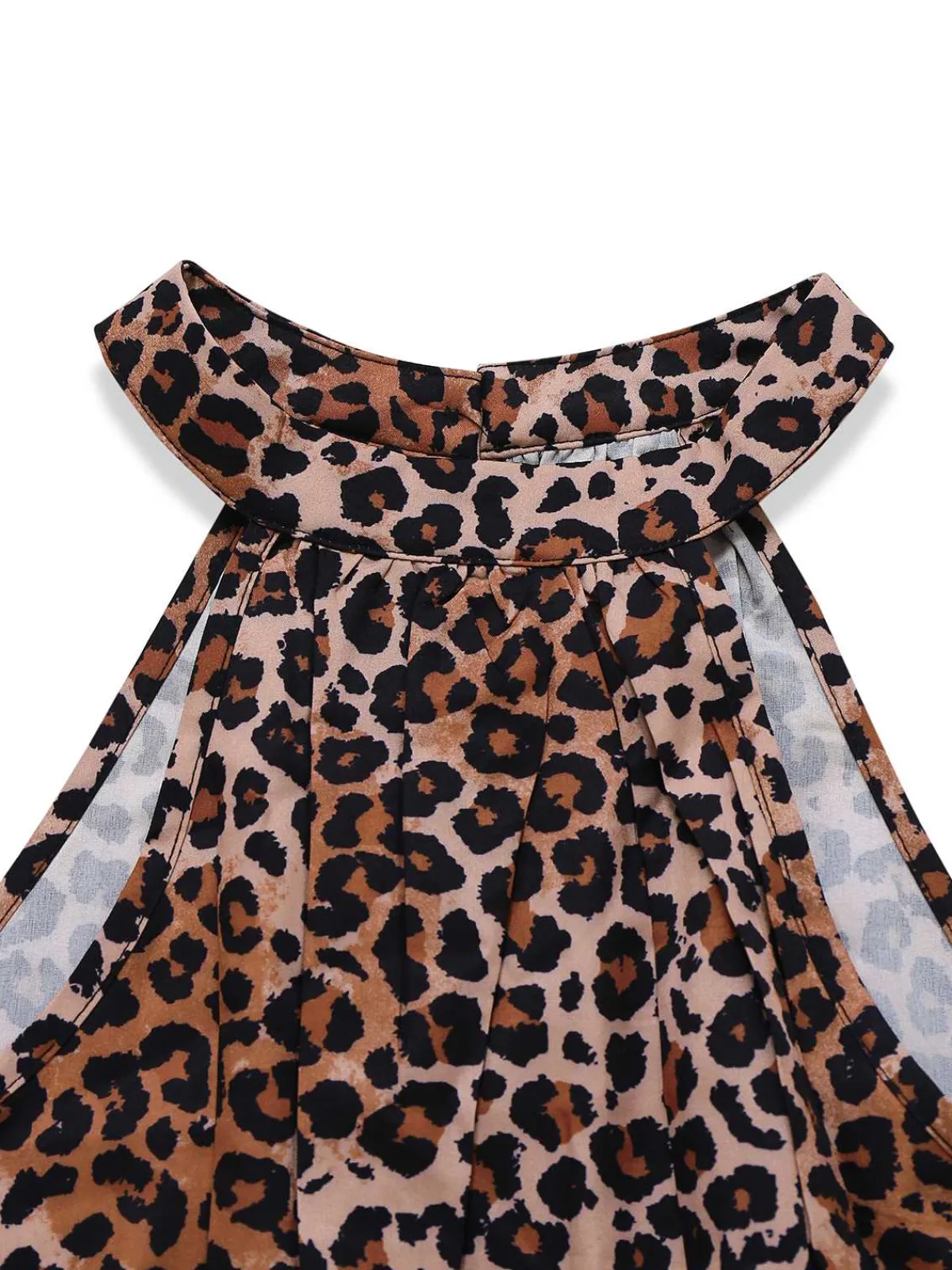 Outlet Retro Stage Brown 1930s Butterfly Round Halter Dress Leopard
