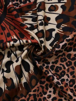 Outlet Retro Stage Brown 1930s Butterfly Round Halter Dress Leopard