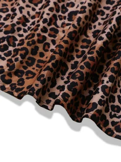 Outlet Retro Stage Brown 1930s Butterfly Round Halter Dress Leopard