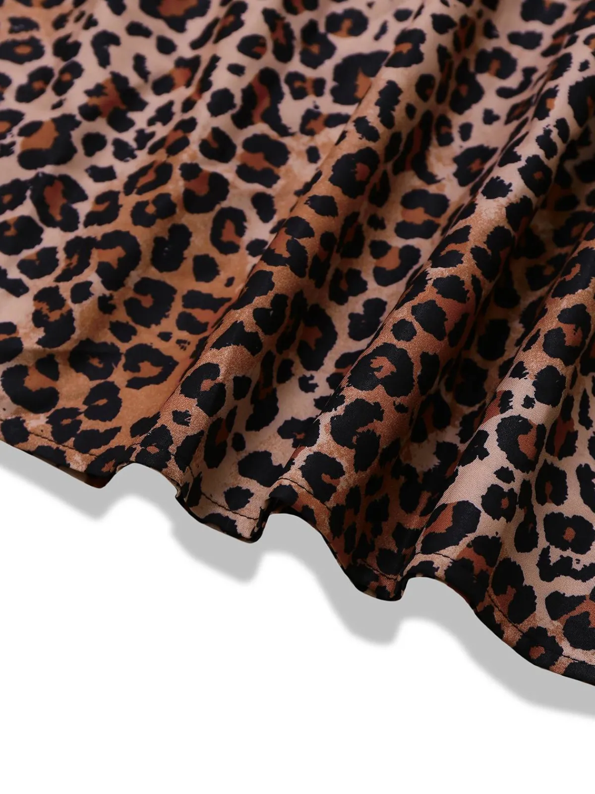 Outlet Retro Stage Brown 1930s Butterfly Round Halter Dress Leopard