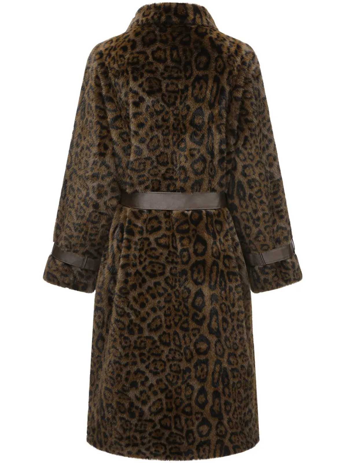 Best Retro Stage Brown 1950s Leopard Lapel Faux Fur Coat