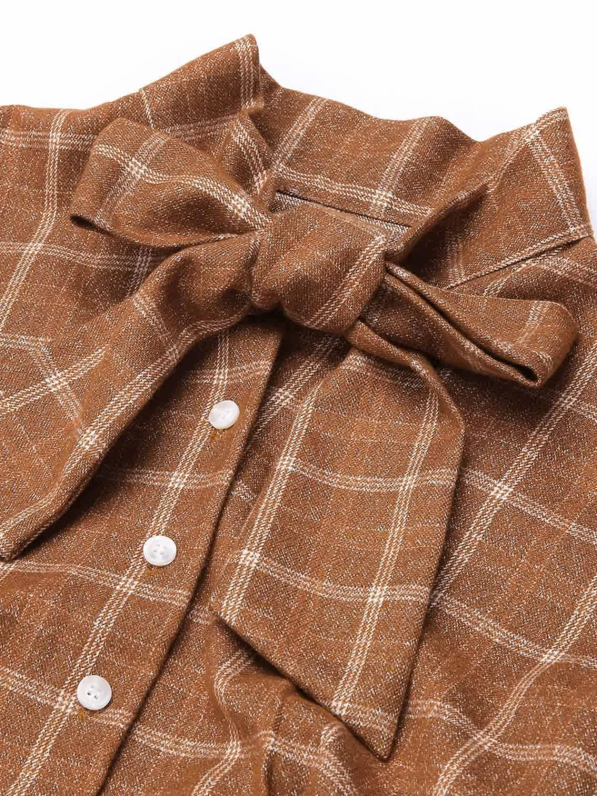 Sale Retro Stage 1960s Plaid Patchwork Pencil Dress Brown