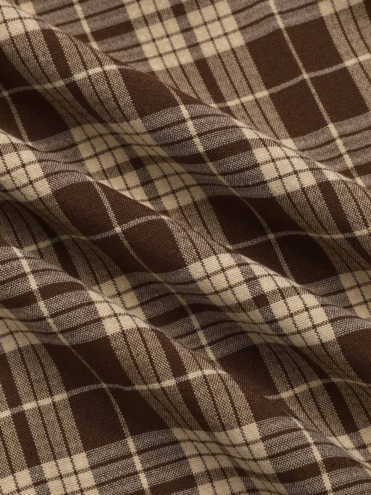 New Retro Stage 1950s Plaids Lapel Patchwork Dress Brown