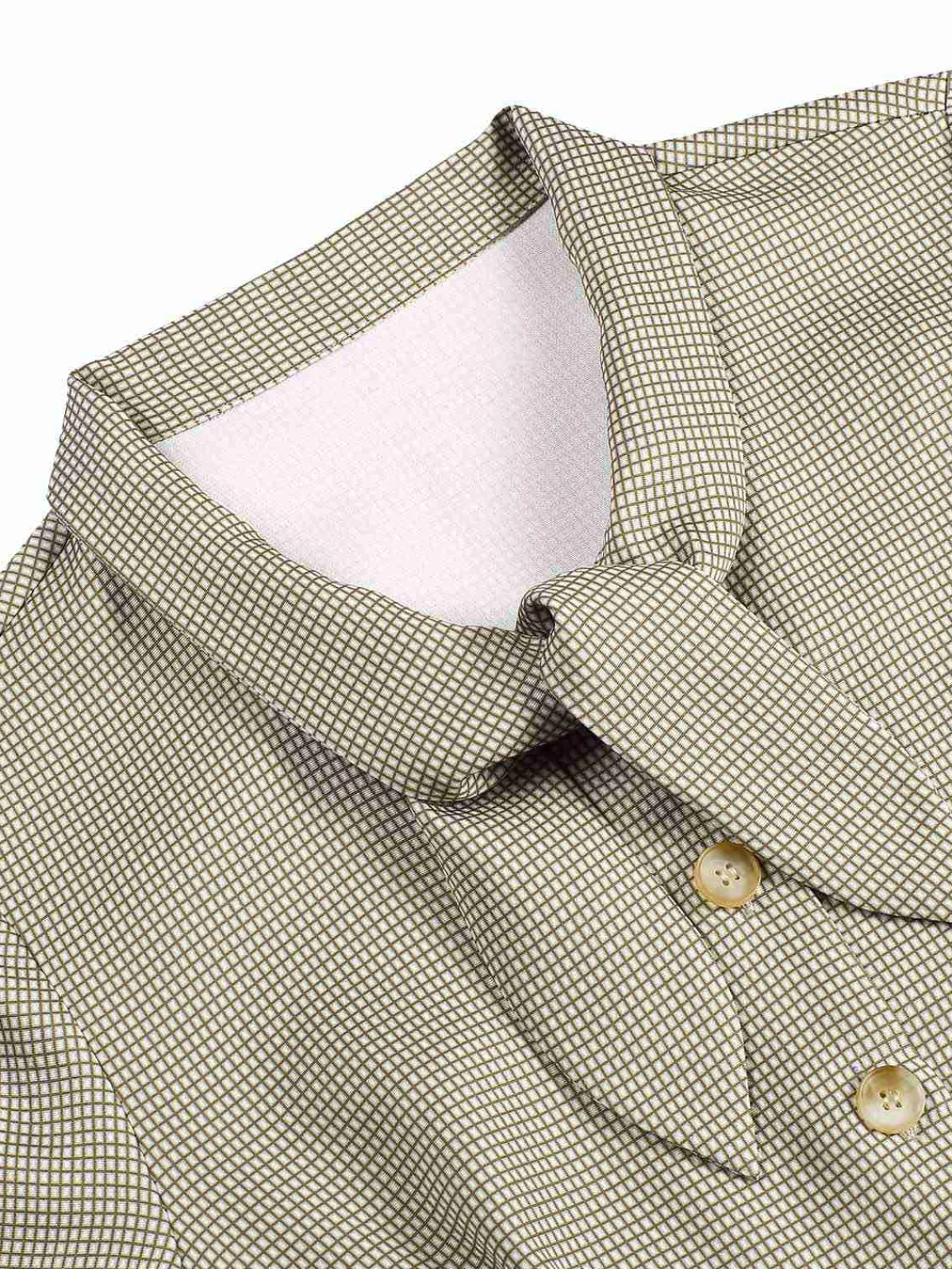 Sale Retro Stage Brown 1940s Small Windowpane Plaid Dress