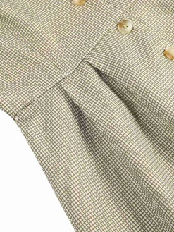 Sale Retro Stage Brown 1940s Small Windowpane Plaid Dress