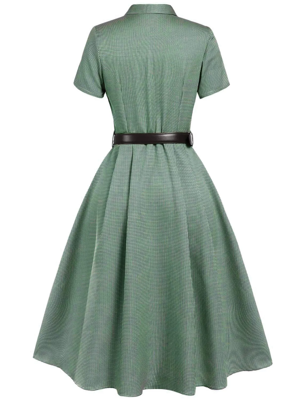 Sale Retro Stage Brown 1940s Small Windowpane Plaid Dress