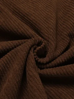 Online Retro Stage 1930s Solid Corduroy Bib Jumpsuit Brown