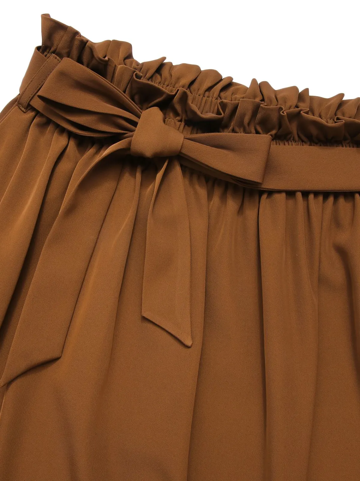 New Retro Stage 1950s Solid Elastic Waist Belt Skirt Brown