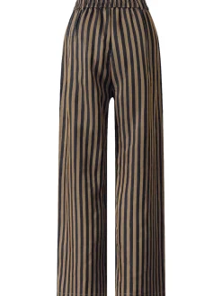 Best Retro Stage 1940s Stripes Straight-Leg Pants Brown