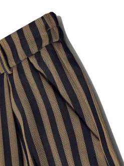 Best Retro Stage 1940s Stripes Straight-Leg Pants Brown