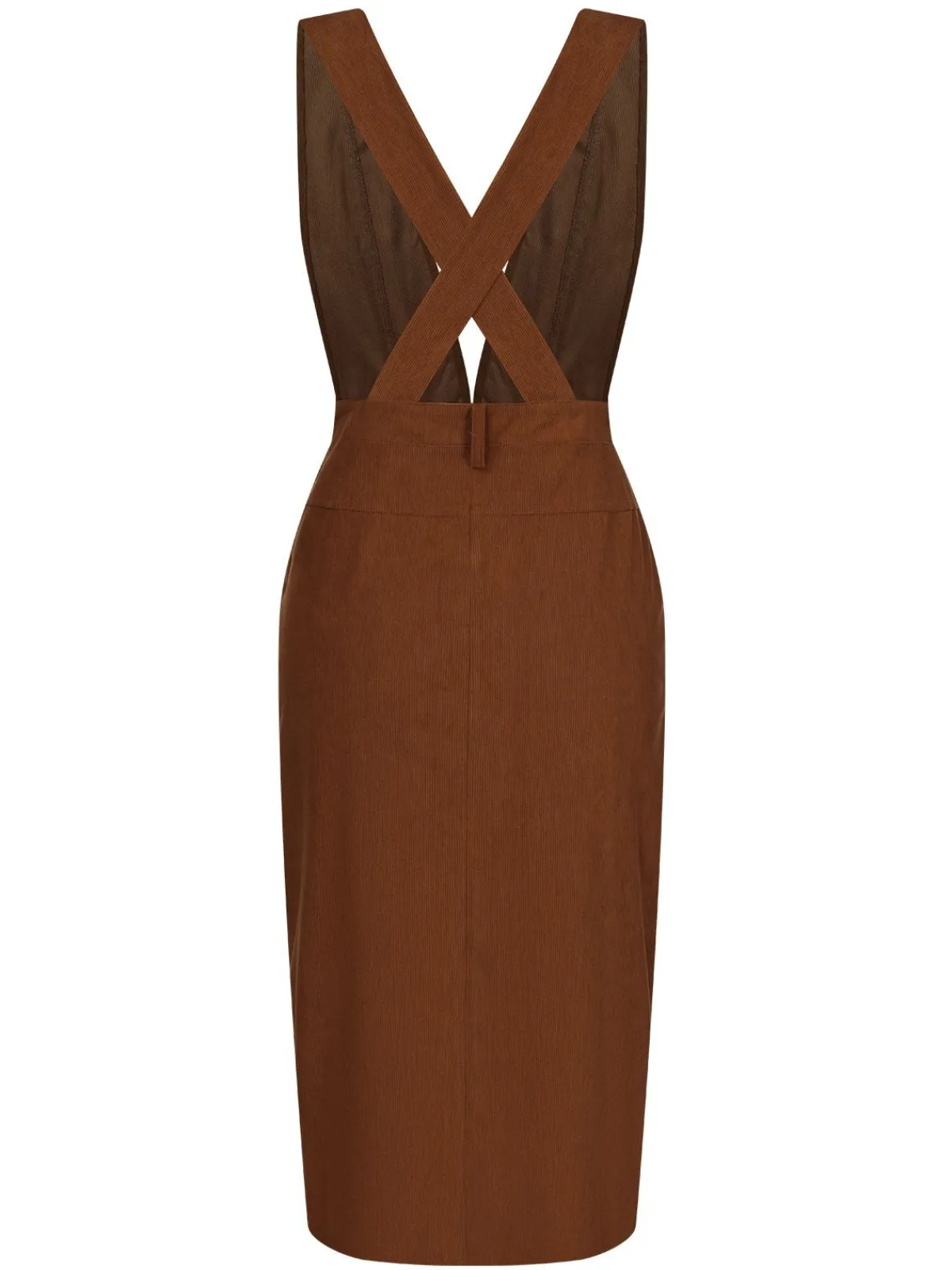 Hot Retro Stage 1960s V-Neck Cross-Back Pinafore Dress Brown