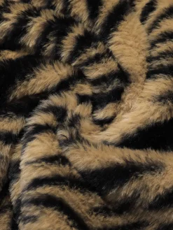 Sale Retro Stage Camel 1970s Fur Tiger Stripe Cape Coat