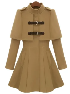 Discount Retro Stage 1940s Single-Breasted Woolen Coat Camel