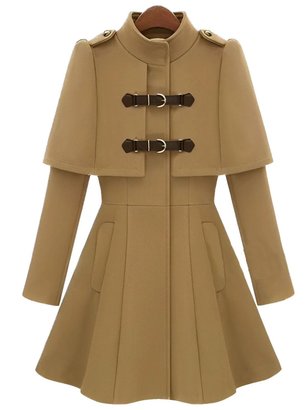Discount Retro Stage 1940s Single-Breasted Woolen Coat Camel