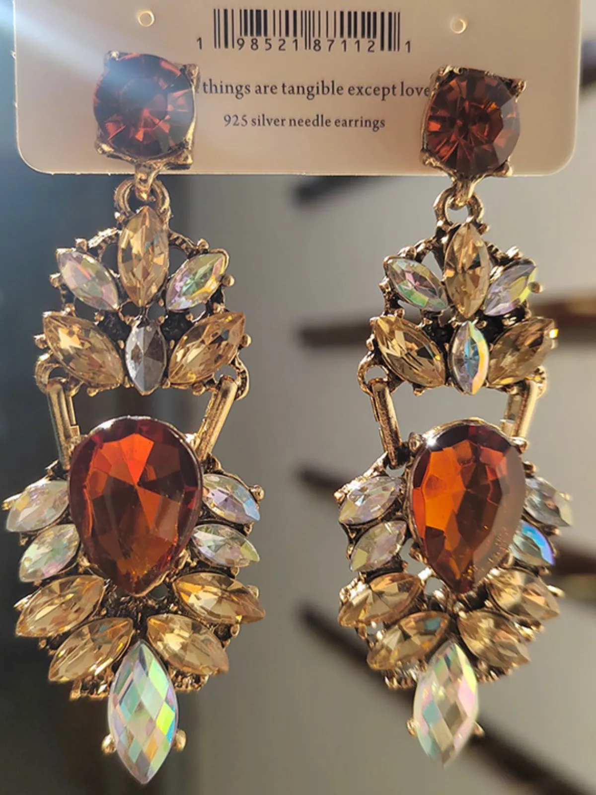 Clearance Retro Stage Champagne Alloy Vintage Rhinestone Earrings