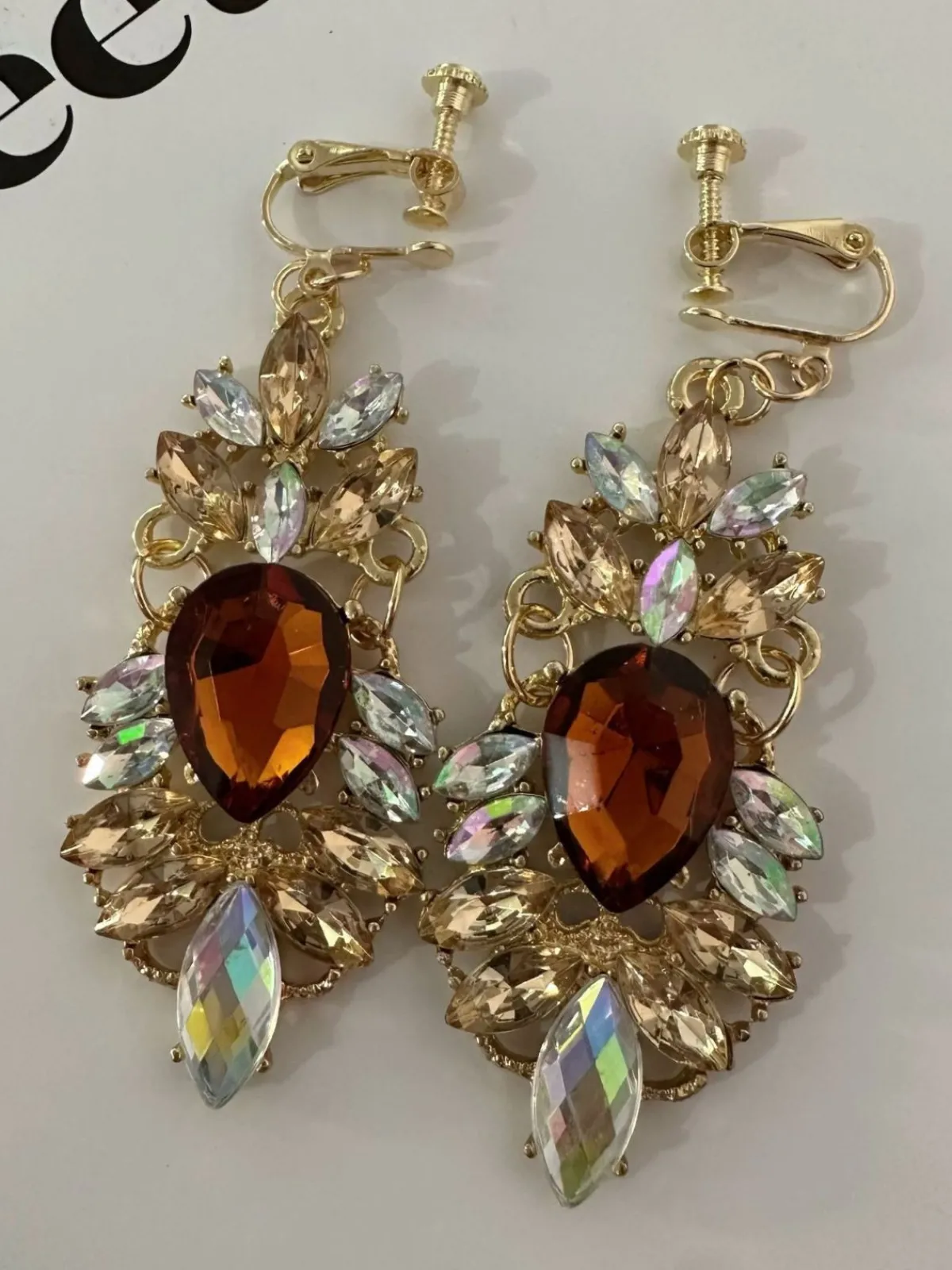 Clearance Retro Stage Champagne Alloy Vintage Rhinestone Earrings