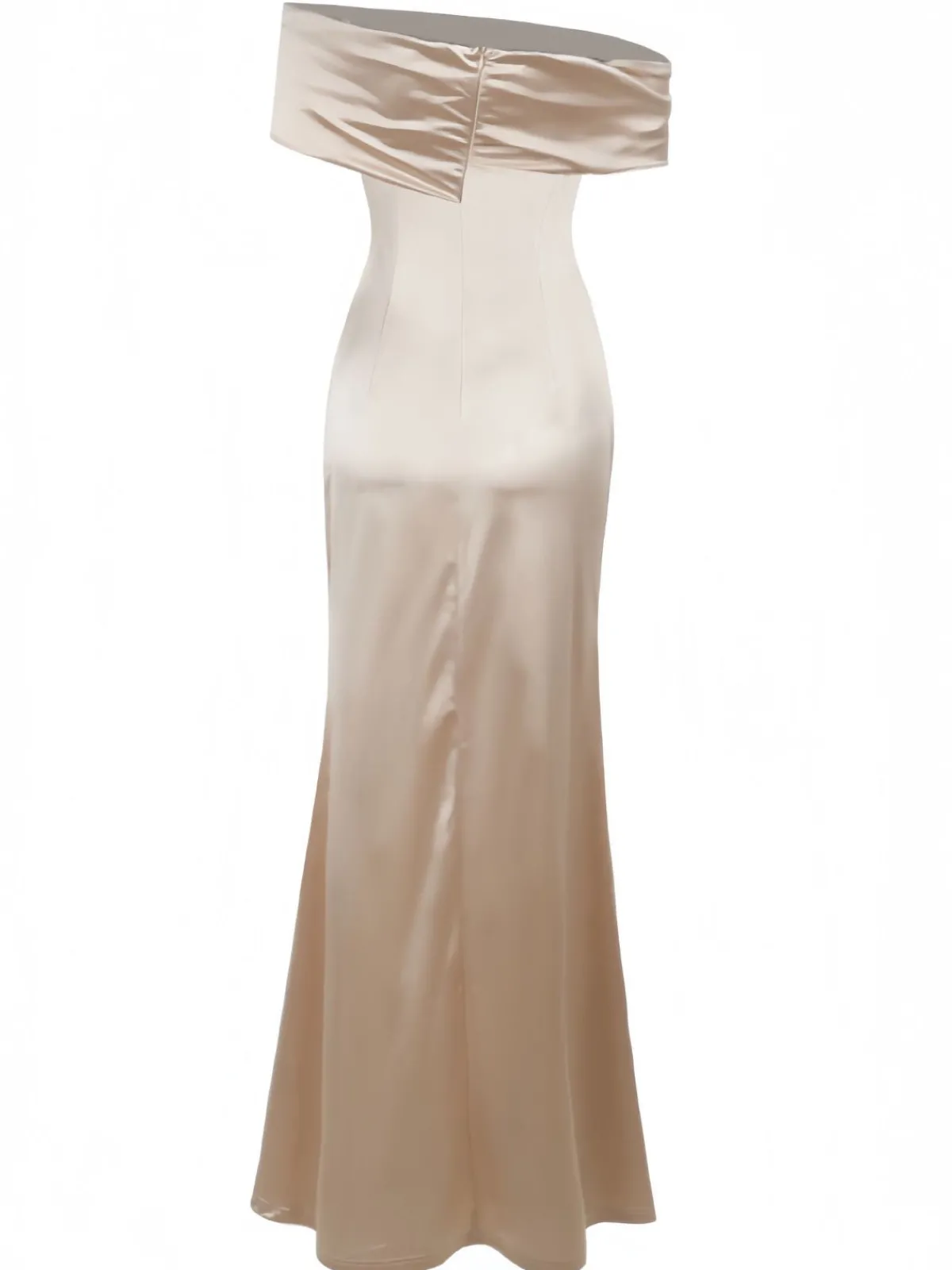 Online Retro Stage 1930s Off Shoulder Slit Satin Dress Champagne