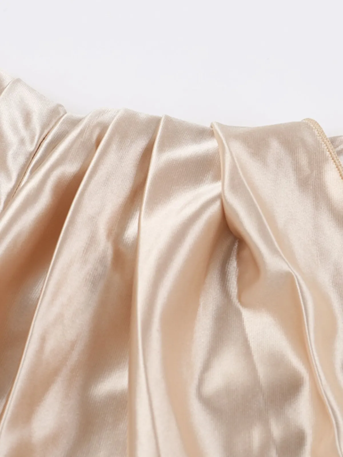 Online Retro Stage 1930s Off Shoulder Slit Satin Dress Champagne