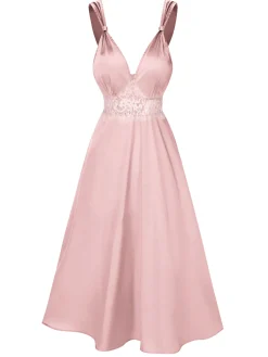 Outlet Retro Stage Champagne 1930s Solid Lace Satin Nightgown