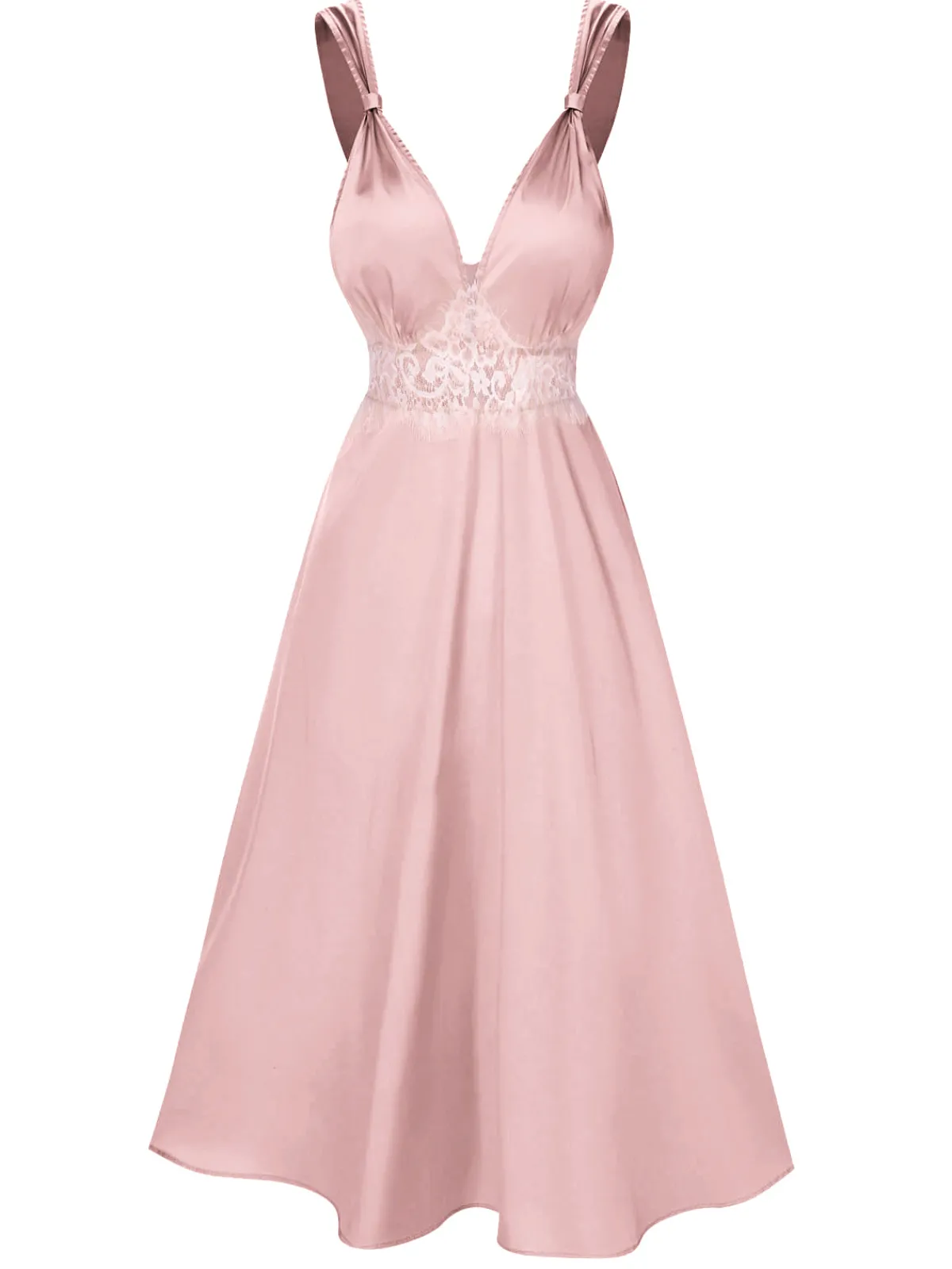 Outlet Retro Stage Champagne 1930s Solid Lace Satin Nightgown