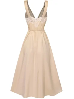 Outlet Retro Stage Champagne 1930s Solid Lace Satin Nightgown