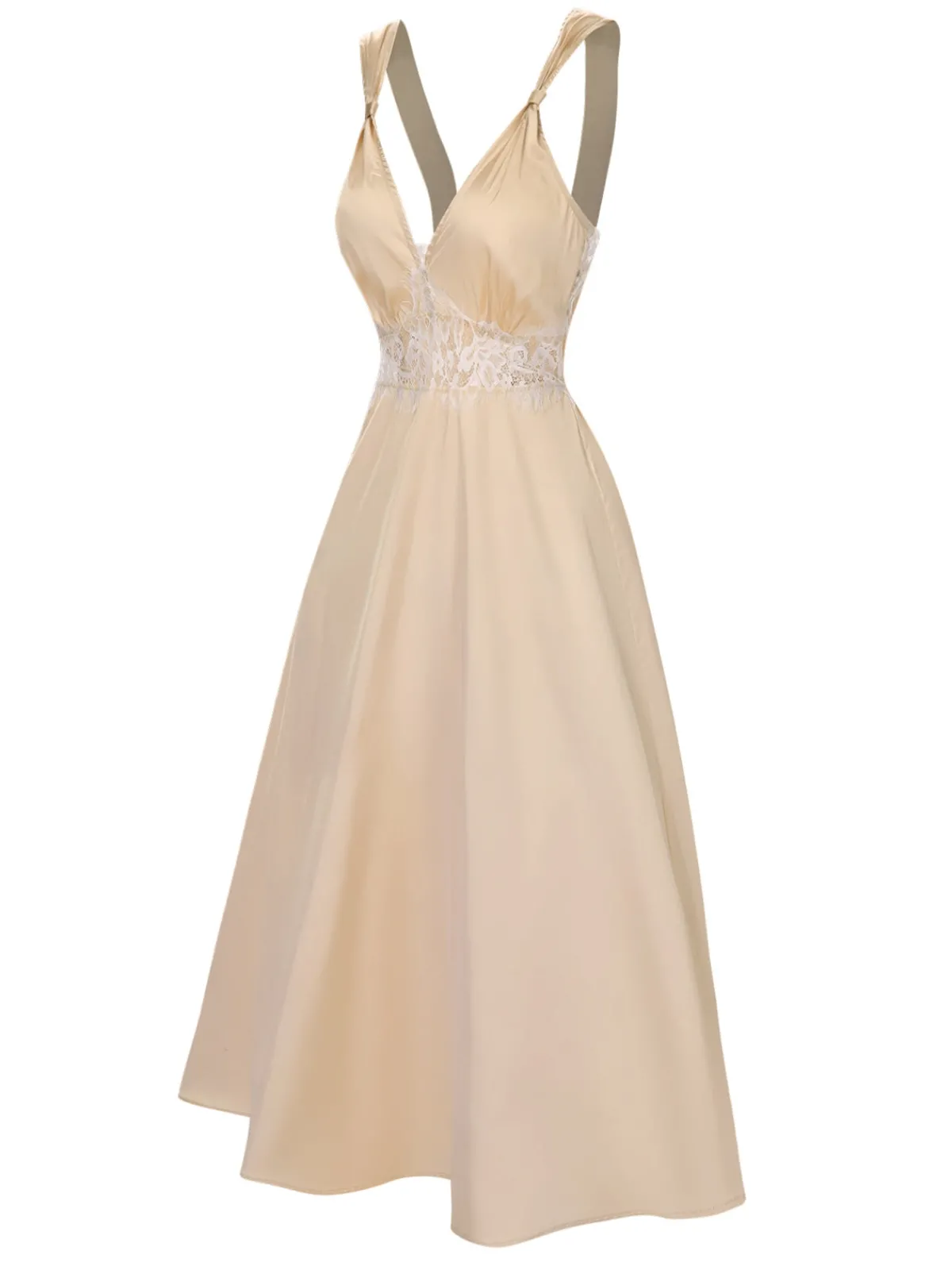 Outlet Retro Stage Champagne 1930s Solid Lace Satin Nightgown