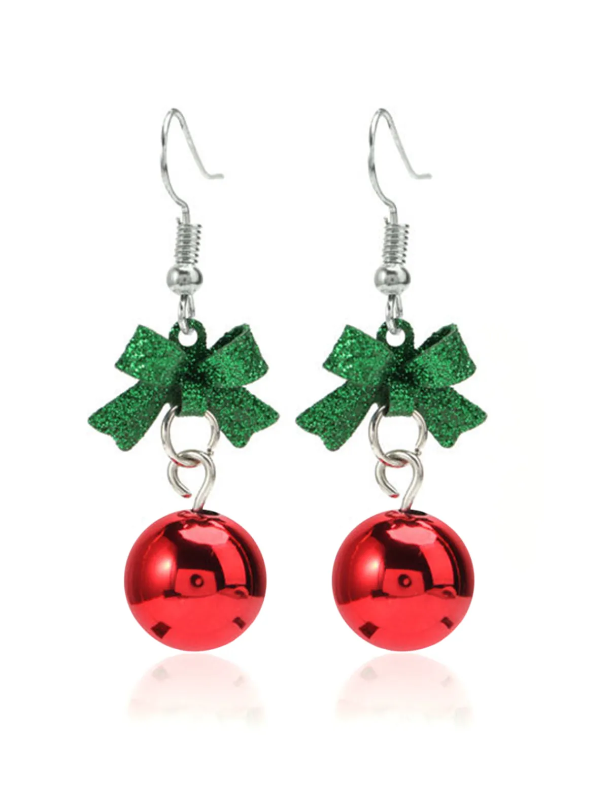 Hot Retro Stage Christmas Bow Red Bead Drop Earrings