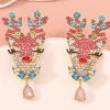 Hot Retro Stage Christmas Deer Rhinestone Earrings