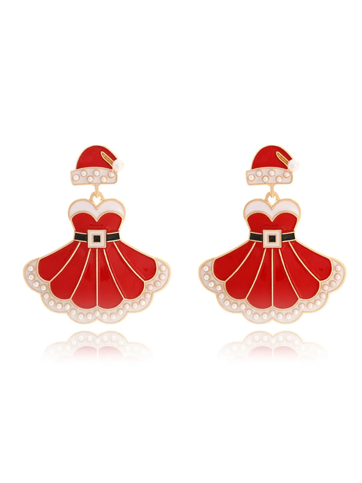 Hot Retro Stage Christmas Dress And Santa Hat Earrings