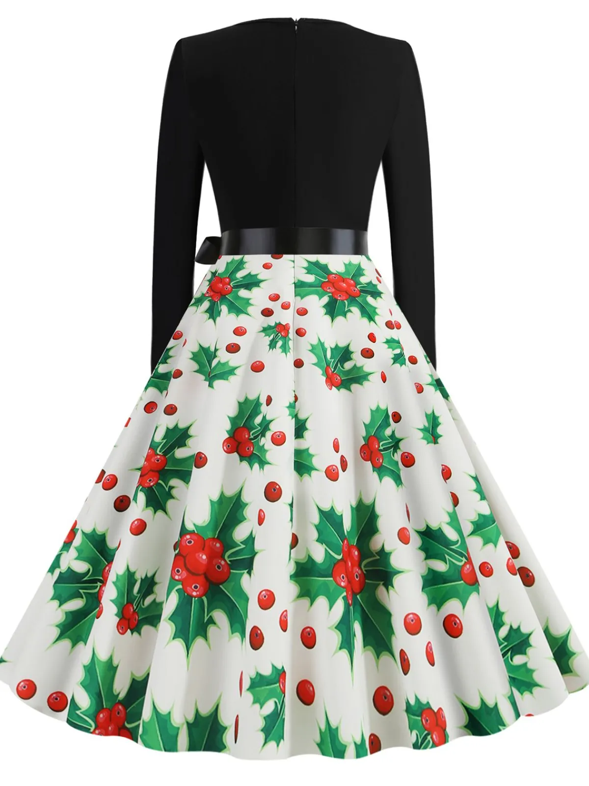 Best Retro Stage Christmas 1950s V-Neck Patchwork Swing Dress