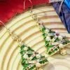 Discount Retro Stage Christmas Tree Enamel Oil-Drip Earrings