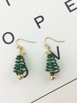 Hot Retro Stage Christmas Tree Star Twist Earrings
