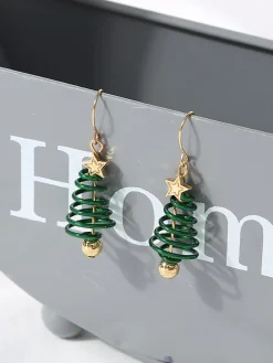 Hot Retro Stage Christmas Tree Star Twist Earrings
