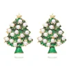 Outlet Retro Stage Christmas Trees Pearl Stars Earrings