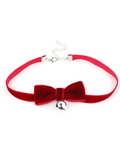 Outlet Retro Stage Christmas Velvet Bowknot Hairband With Choker Necklace