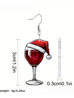 New Retro Stage Christmas Wine Glass Dangle Earrings