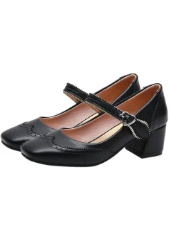 Sale Retro Stage Chunky Heels Mary Jane Shoes