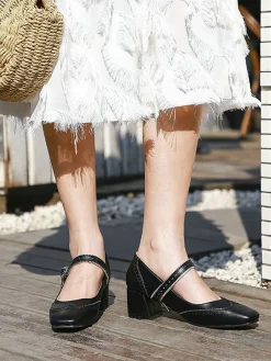 Sale Retro Stage Chunky Heels Mary Jane Shoes