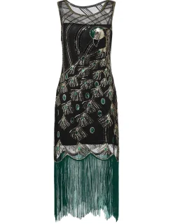 Discount Retro Stage [Clearance] 1920s Sequin Flapper Dress - US Only Black