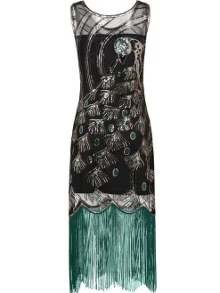 Discount Retro Stage [Clearance] 1920s Sequin Flapper Dress - US Only Black