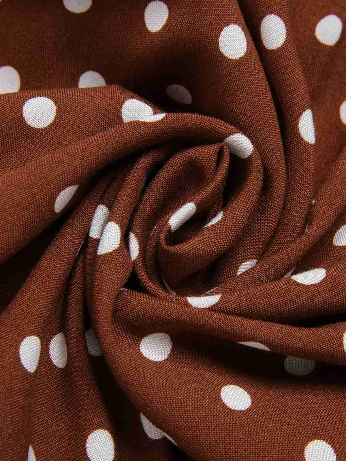 Clearance Retro Stage 1940s Crew Halter Polka Dot Dress Coffee