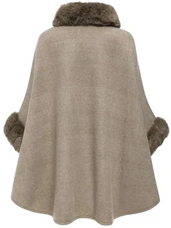 Clearance Retro Stage Coffee 1940s Faux Fur Collar Batwing Coat